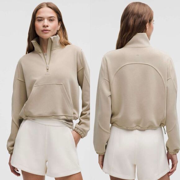 lululemon athletica Tops - lululemon athletica Beige Half-Zip Sweatshirt